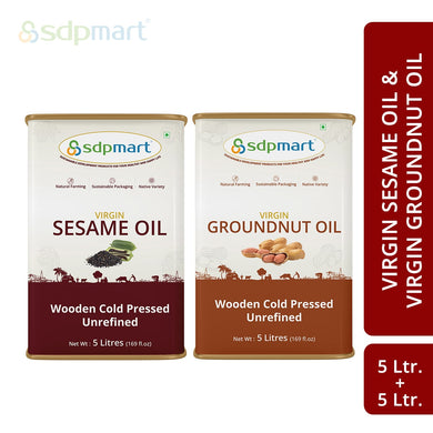 SDPMart Oil Combo - Groundnut Oil 5Ltr & Sesame Oil 5Ltr - SDPMart